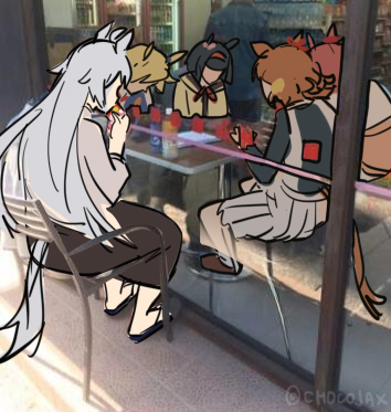 chocojax's tweet image. oguri got banned from the buffet... #umamusume