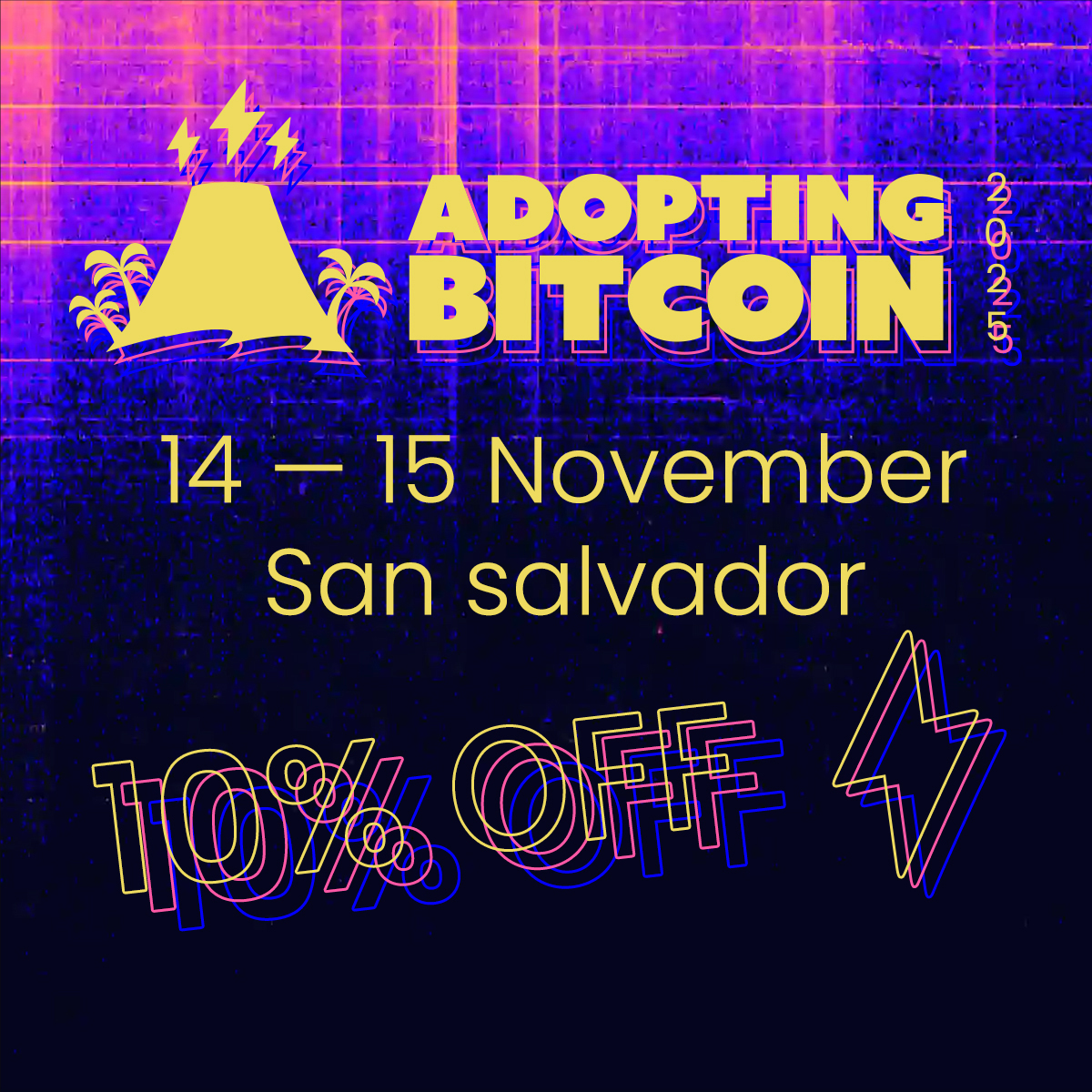 BitcoinEventsHQ's tweet image. ⚡️ Join us in El Salvador 🇸🇻 for the 5th edition of the @AdoptingBTC, the ultimate gathering of builders & innovators advancing Bitcoin as a tool for global change.
🎟️ Get your pass today with a 10% discount before the price increase next week!
🔗 bitcoinonly.events/adopting-bitco…