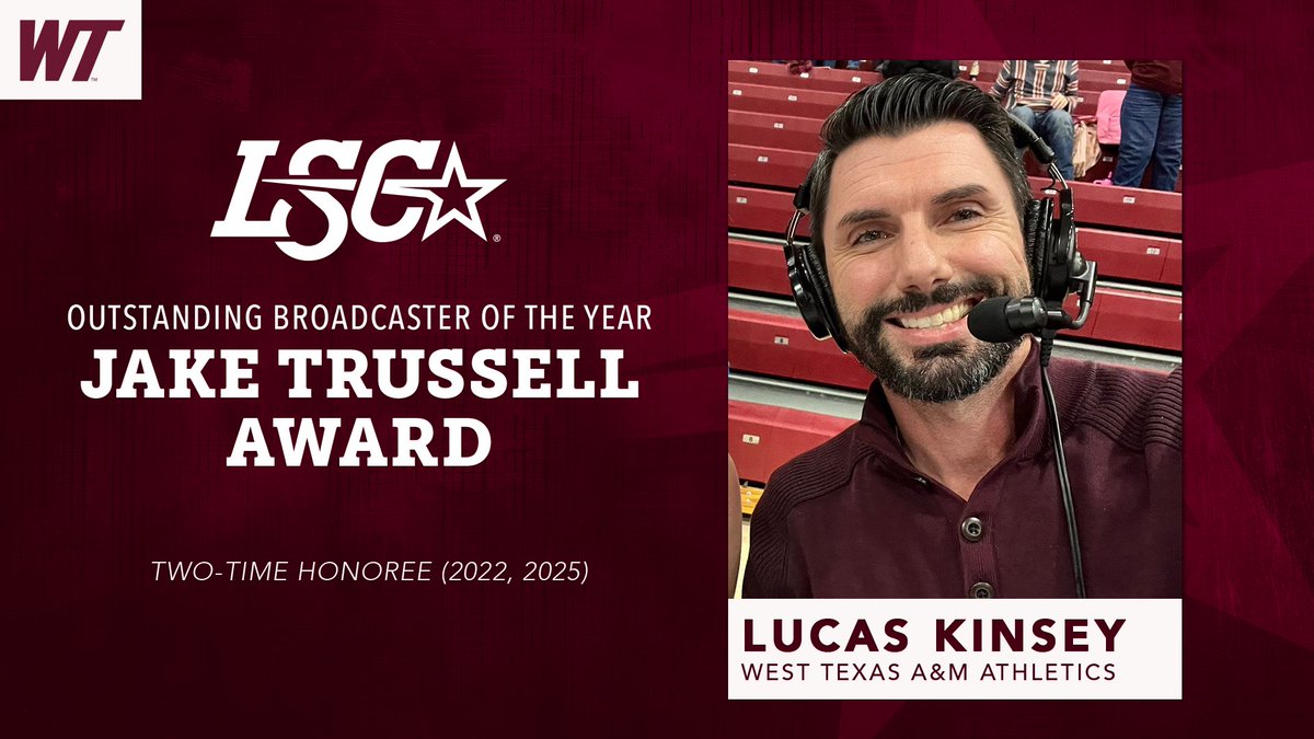 LoneStarConf's tweet image. Lucas Kinsey is the Lone Star Conference&apos;s 2025 𝒥𝒶𝓀𝑒 𝒯𝓇𝓊𝓈𝓈𝑒𝓁𝓁 𝒜𝓌𝒶𝓇𝒹 winner as most outstanding broadcaster. 🎤🌟

🔗 bit.ly/3IFesg3