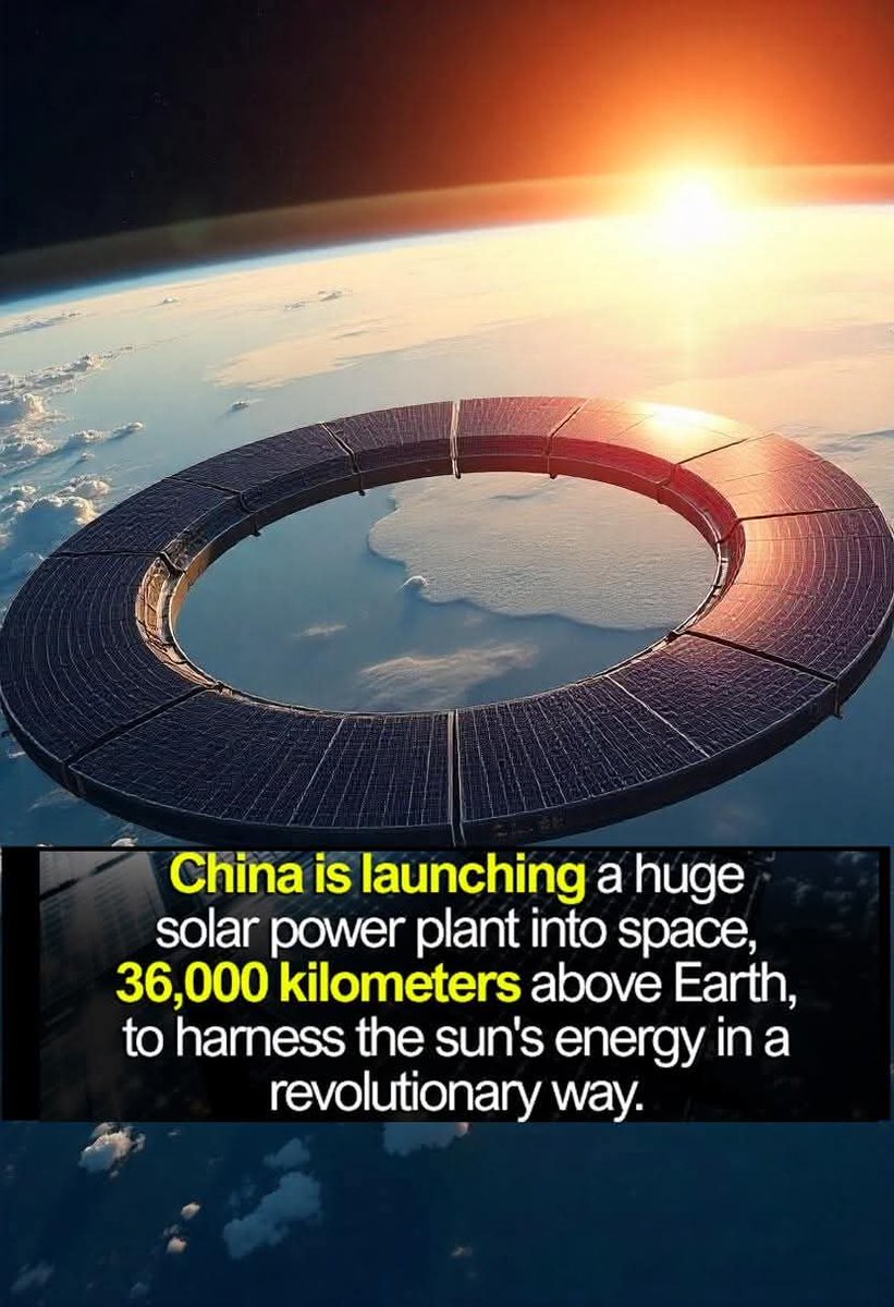 JaysonDC123's tweet image. China is making a groundbreaking move in the race for renewable energy by developing an enormous solar power plant in space. This ambitious project involves placing a massive solar array—about 1 kilometer wide—into **geostationary orbit**, 36,000 kilometers above Earth, where it…