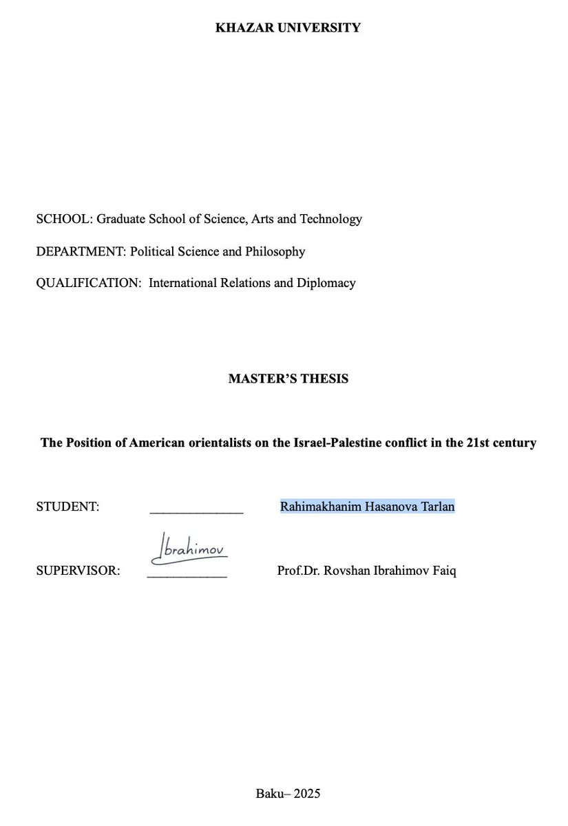 DanielPipes's tweet image. An #Azerbaijani MA thesis compares #BernardLewis and me, concluding that we both
"continue to shape how the U.S. understands the Middle East and Islam. Their ideas don’t just stay in academic books—they influence media, think tanks, and foreign policy."
dspace.khazar.org/bitstream/20.5…