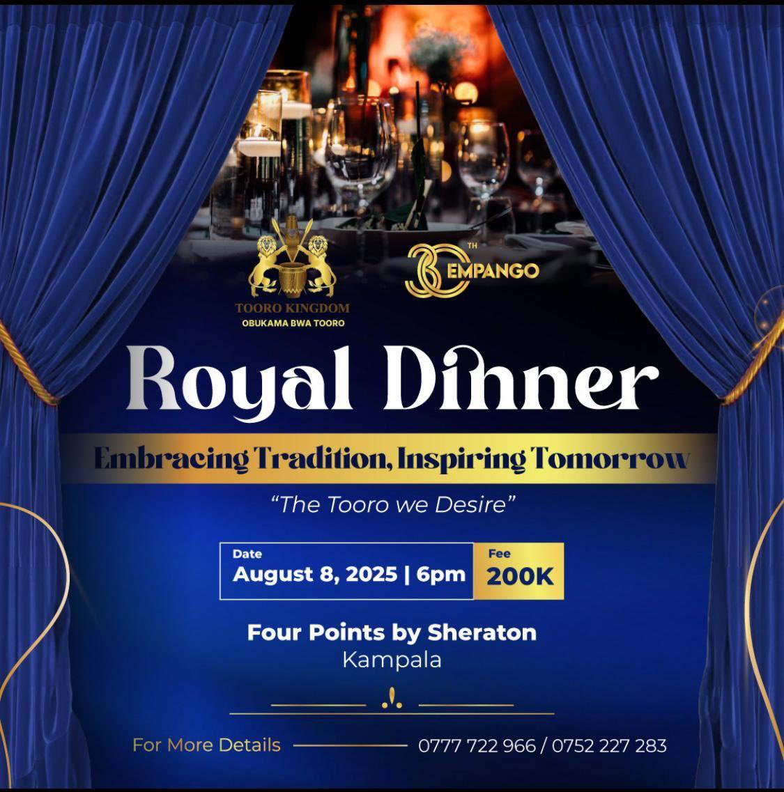 toorokingdompm's tweet image. Royal Dinner Invitation
Tooro Kingdom is hosting a Royal Dinner on Friday, August 8th, 2025, at the Four Points by Sheraton Hotel, Kampala, starting at 6PM.
Join us for a discussion themed: “Embracing Tradition, Inspiring Tomorrow: The Tooro We Desire, where we will share…