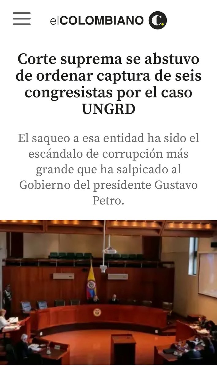 Por mucho menos está privado de la libertad el representante <a href="/AndresCalleA/">ANDRÉS CALLE</a> no digo que <a href="/wmanzur/">Wadith Manzur Imbet</a> sea culpable o inocente lo único que sí puedo asegurar es que la <a href="/CorteSupremaJ/">Corte Suprema de Justicia</a> no puede ser selectiva  prostituyendo a la diosa Temis. si no existen méritos para encarcelar a Wadith