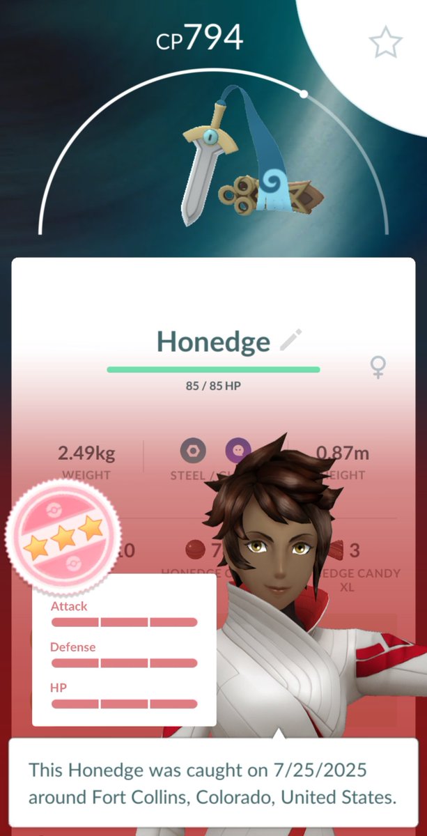 FillainPoGo's tweet image. FINALLY! It took *12* Honedge encounters, but I managed to get the hundo! Definitely deserved.

#PokemonGO 
#pokemongoapp 
#hundohonedge