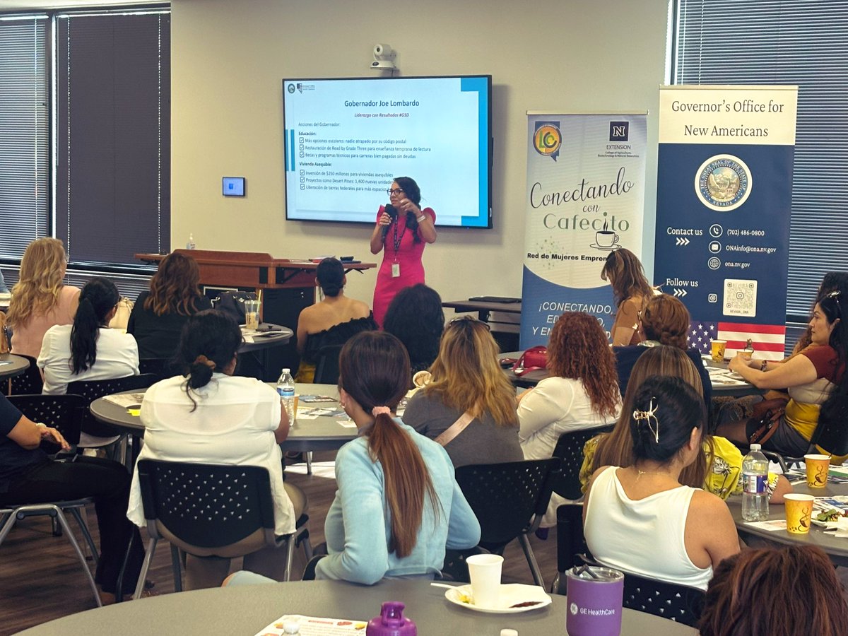 University of Nevada, Reno Extension (@unrextension) on Twitter photo A full house this morning at Extension & <a href="/lvlcc/">Latin Chamber of NV</a> Conetando con Cafecito Breakfast! Small business owners, entrepreneurs & connections with guest speaker Iris Ramos from the Office of New Americans. A full house this morning at Extension & <a href="/lvlcc/">Latin Chamber of NV</a> Conetando con Cafecito Breakfast! Small business owners, entrepreneurs & connections with guest speaker Iris Ramos from the Office of New Americans.