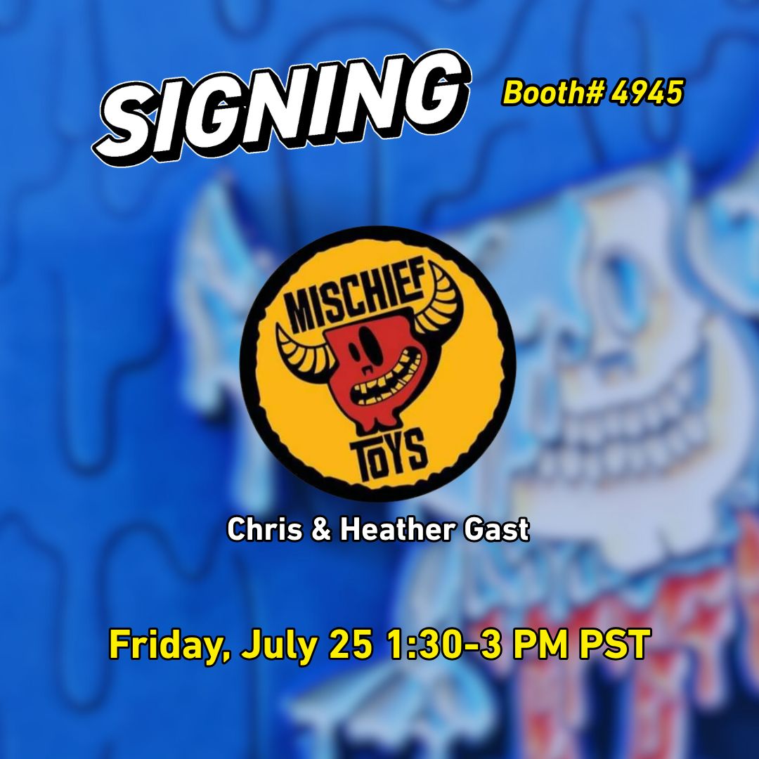 7BucksAPop's tweet image. Time for Mischief! 👻

Meet the creators Chris &amp;amp; Heather Gast signing TODAY at SDCC!
🗓️ July 25 | 1:30 – 3:00 PM PST at Booth #4945 

Complimentary signing for fans! 7BAP exclusives will be available for purchase if any remain. First-come, first-served. 

See you there! 👋