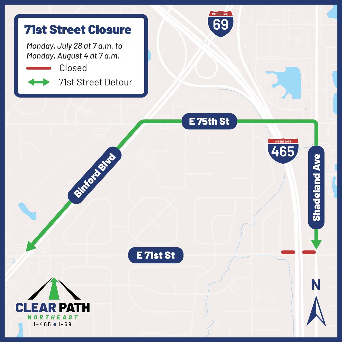 ClearPath465's tweet image. Traffic Alert: 71st Street and trail to close next week

bit.ly/3TXfQwL
