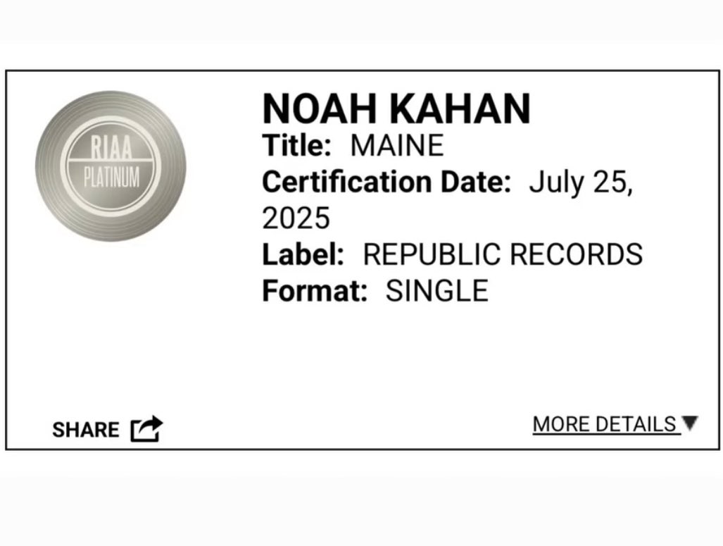 KahanArchive's tweet image. HELLO????? MAINE IS NOW A PLATINUM SINGLE????? WHAT THE FUCK