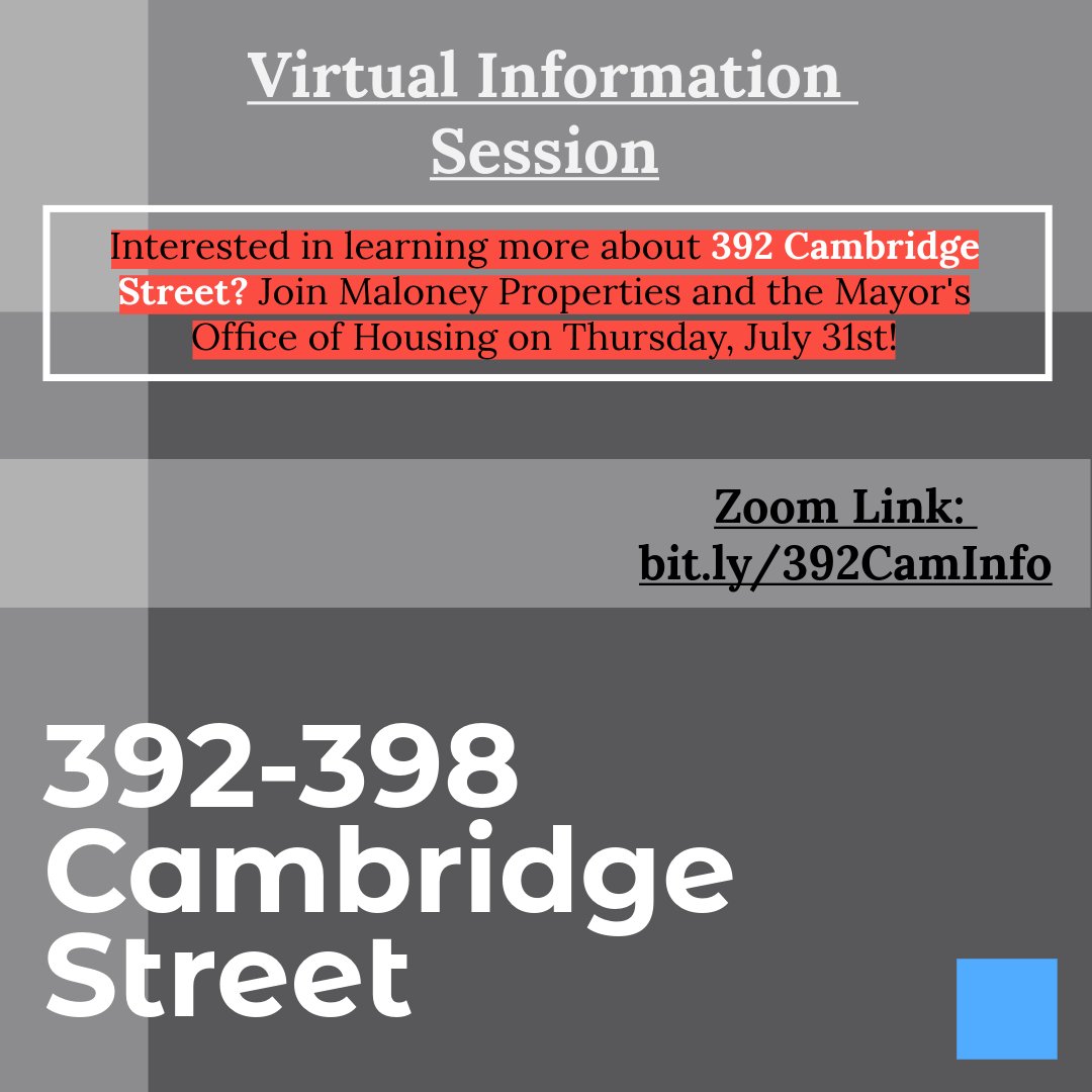 BostonNeighbor's tweet image. The housing lottery for affodable apartments at 392 Cambridge St. is open! This new building includes 32 homes, ground-floor retail, and off-street parking. Apply by August 7th or register for the info session on July 31st here: ow.ly/bjRt50WuVh8 ow.ly/O5ux50WuVh9