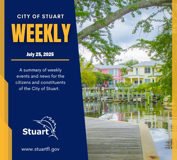 Happy Friday, Stuart! Kick off the weekend with the latest issue of The City of Stuart Weekly—your go-to for all the need-to-know and good-to-know around town! 
cvcpl.us/yJ78ZGt
#StuartFL #CityOfStuart #FridayFeels #TreasureCoastLife #StayInTheKnow #StuartLife