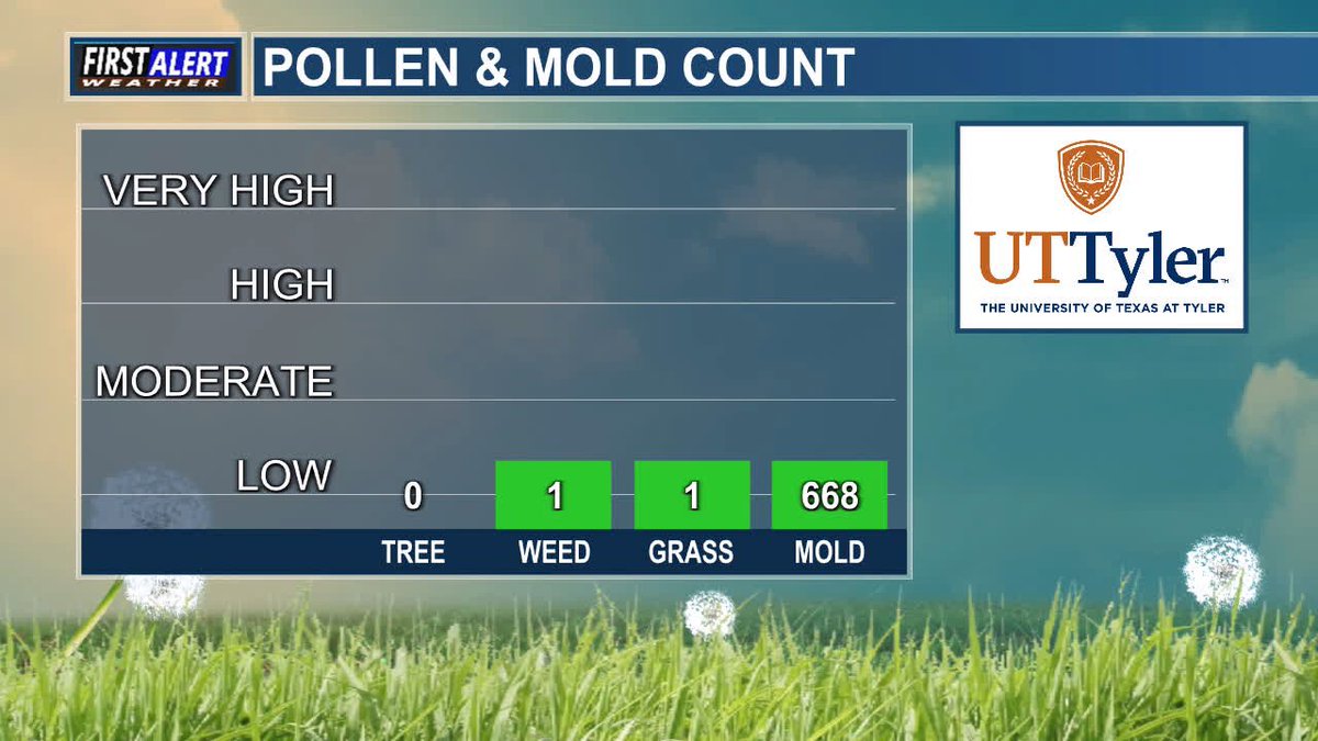 Here is your Pollen/Mold Count from UT Tyler and KLTV for Friday, July 25th. #pollen