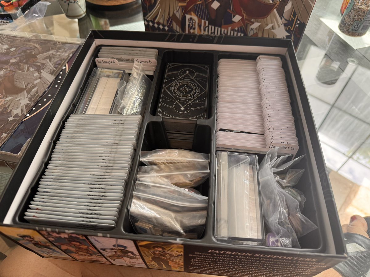 Unsleeved, EVERYTHING fits inside the base game box with no issues!!!

It weighs 15 pounds though 😅