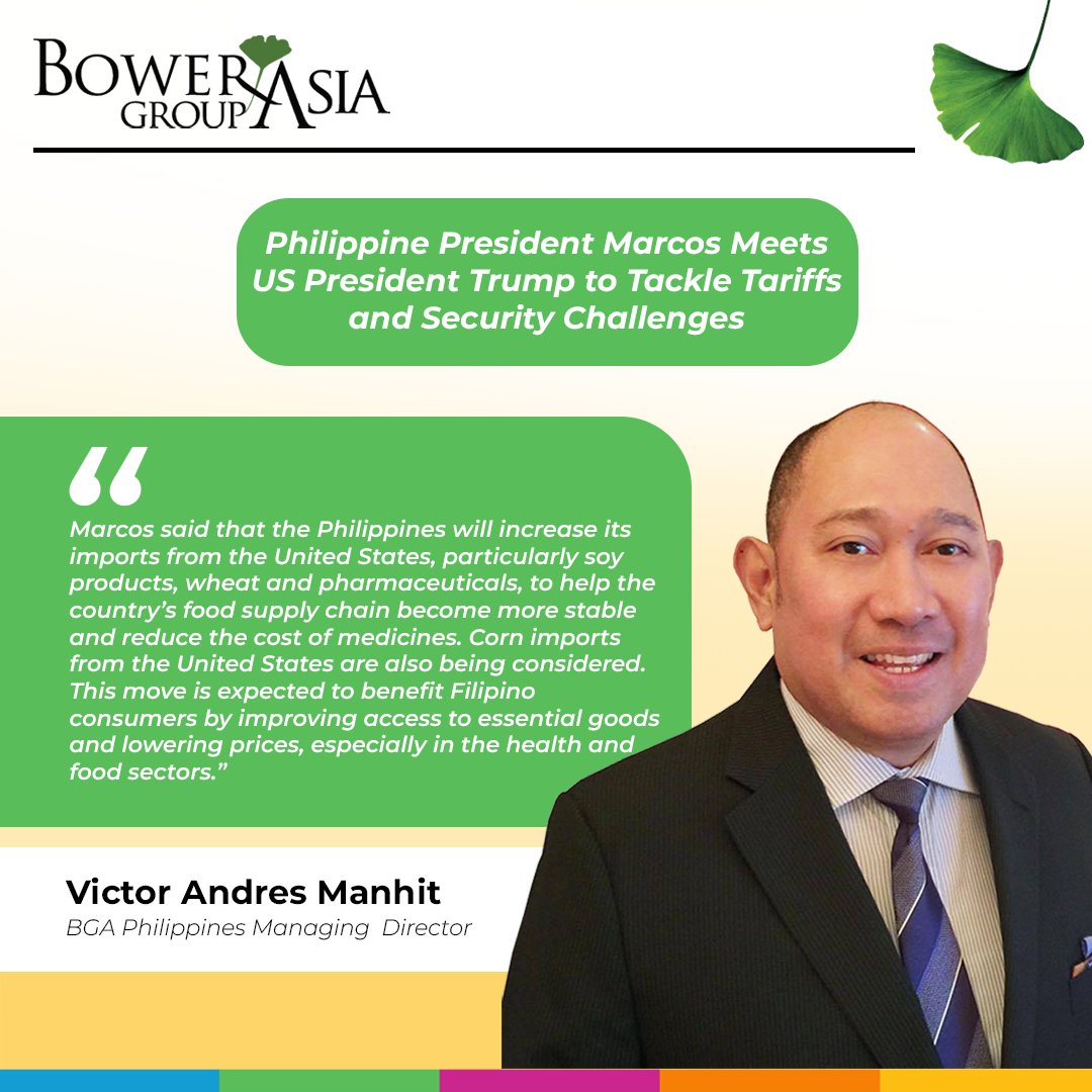 BowerGroupAsia's tweet image. Trump announces 19 percent tariff on Philippine imports after meeting with President Marcos Jr.—one of the lowest rates yet, reflecting strong U.S.–Philippines economic and security ties.
bowergroupasia.com/philippine-pre…