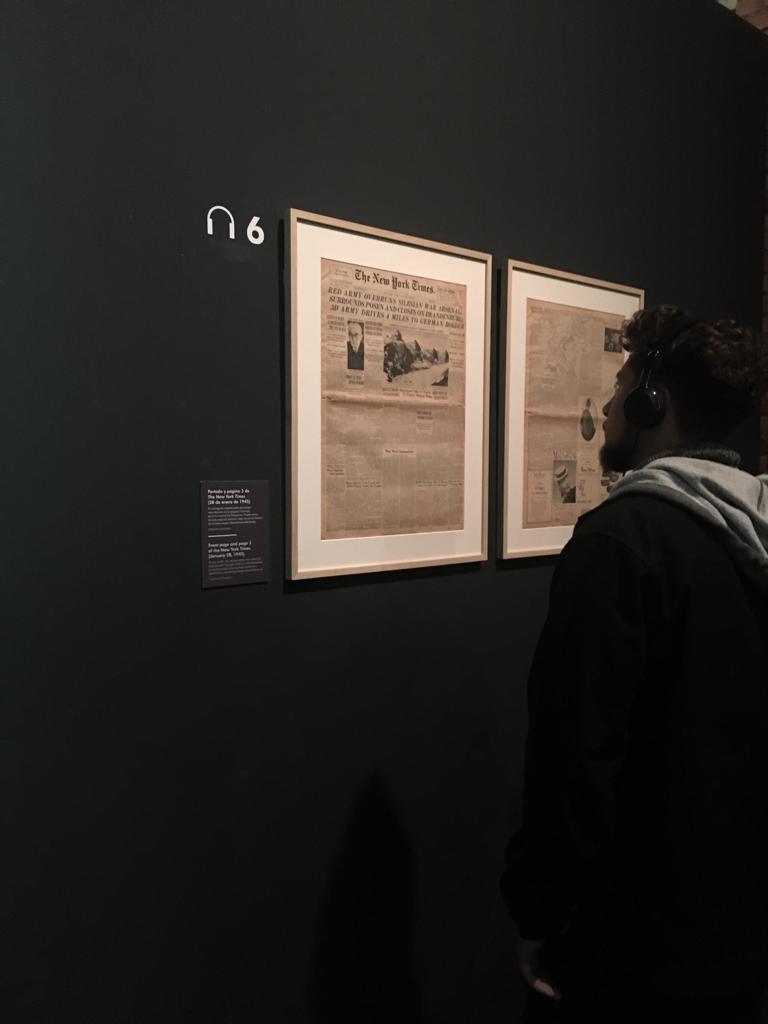 auschwitzxhibit's tweet image. Front page and page 3 of the New York Times, January 28, 1945. Notably, the cartographer who created the map on page 3 included Oświęcim, marked as a white dot in the lower corner along the broken black line on the front page. Collection of @Musealia_