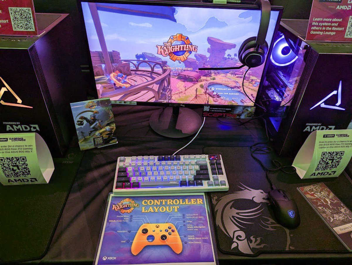 Twirlbound's tweet image. The Knightling is playable at San Diego Comic Con over the next few days! Come and check out the Outskirts demo live✨️👀 #sdcc #indiedev