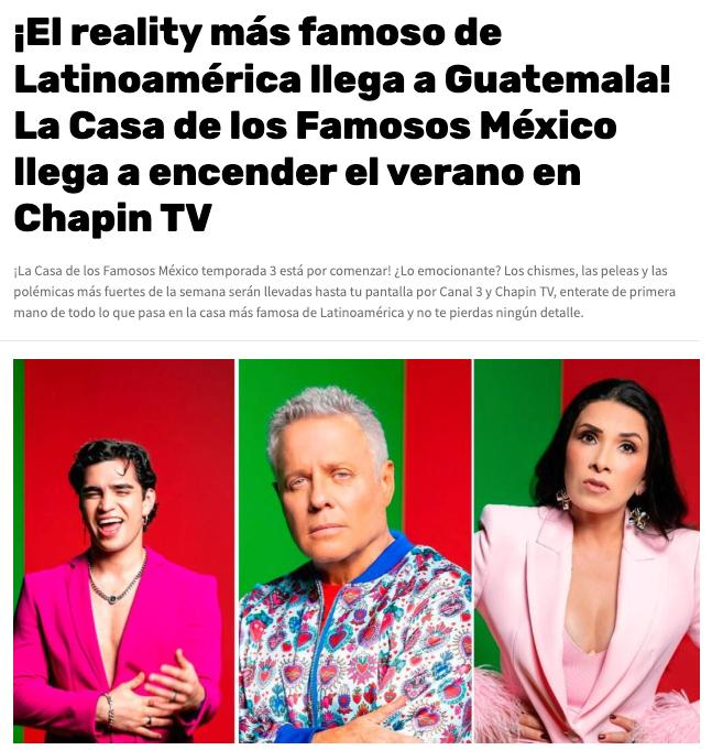 RubnTalmantes1's tweet photo. Este fin de semana va ser toda una locura! 😱 Primero con el estreno de #FantasticFour  Luego con el drama de Belly de El Verano En Que Me Enamoré 🥲 y la nueva temporada de  #LaCasaDeLosFamososMx 🫣 q pasará Canal 3 y Chapin TV. Tendremos mucho q ver!! 🍿
https://t.co/FFkqudvmDQ https://t.co/U6pL47uHjd