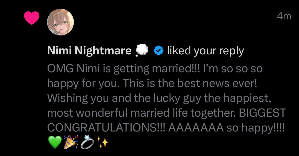 amamiiamii's tweet image. Still can’t stop thinking about Nimi in a wedding dress. Nimi walking down the aisle, looking at the groom’s silliest face. Nimi wearing a cute wedding ring. Waaaaaah 🥰