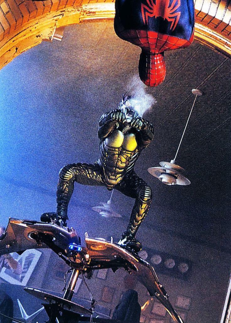 UnchartedRobbie's tweet image. "𝘋𝘶𝘦𝘳𝘮𝘦𝘦𝘦𝘦𝘦..."🕷️🎃
Stills de Spider-Man (2002), puedes ver que las últimas 2 imágenes tienen un granulado clásico de la época. Esto se debe a que son escaneos de fotos publicitarias, posiblemente tomados de las fotos originales, revista, etc.