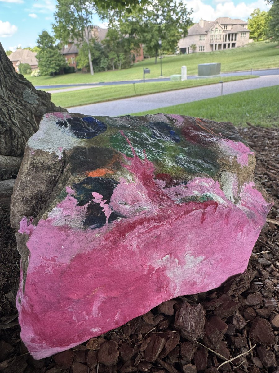 ErikaHamilton9's tweet image. Picked both girls up from sleep away camp 🏕️ today. One trunk was ungodly heavy. 

3 loads of laundry 🧺 by mom later, I discover a massive hand painted boulder in bottom of 8 year olds trunk. 

SMH. 

Currently relocated to front yard.