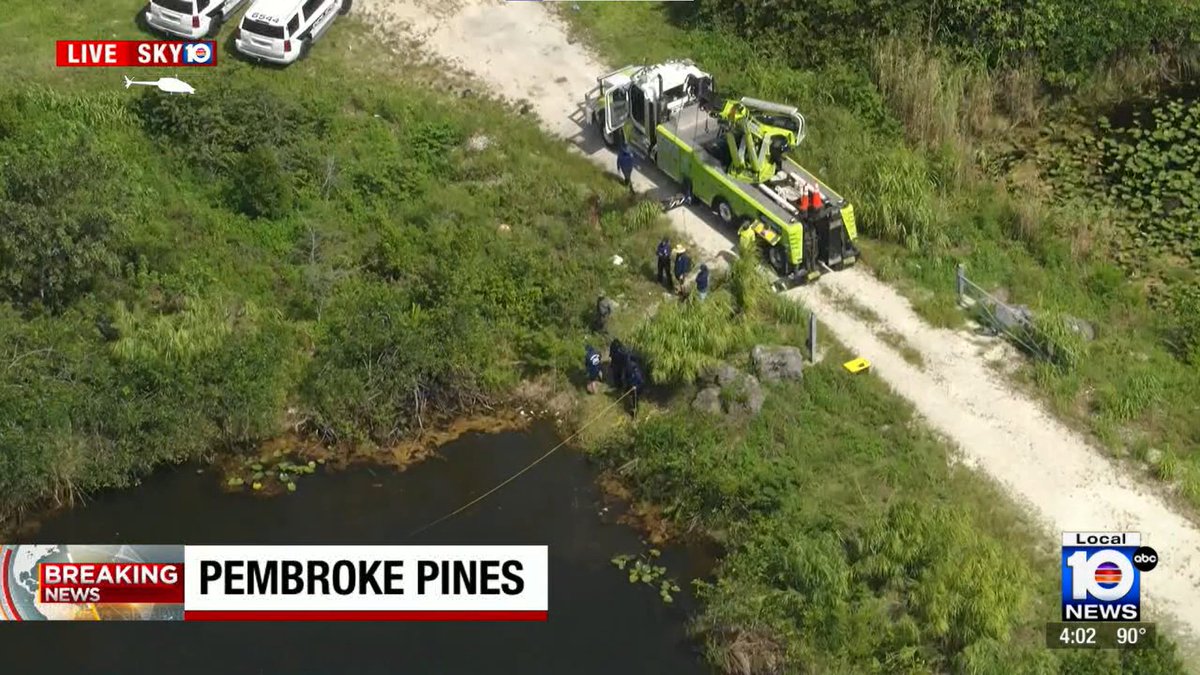 JackLinFLL's tweet image. Police divers in the canal at US-27 and Pines have apparently found a vehicle