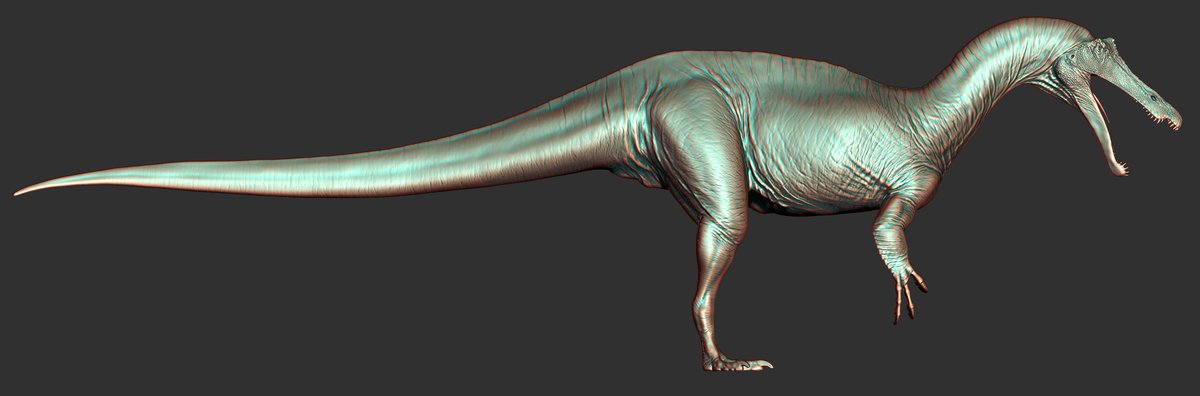 ArtofFabricious's tweet image. In a feeble attempt of getting my following back up and running, here's some updates on Suchomimus tenerensis. Leaning heavily into the reptilian influence with this one and I like it so far.