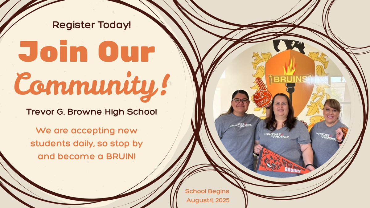 The 2025-2026 school year is about to begin in a week.  Get registered today to be a part of the Bruin Family. #onceabruinalwaysabruin #tgbrocks