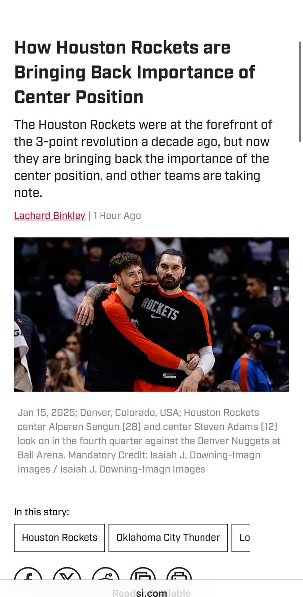 BinkleyHoops's tweet image. The Houston Rockets were at the forefront of the 3-Point revolution and now they are showing everyone how important the center position can be to winning.
si.com/nba/rockets/ne…