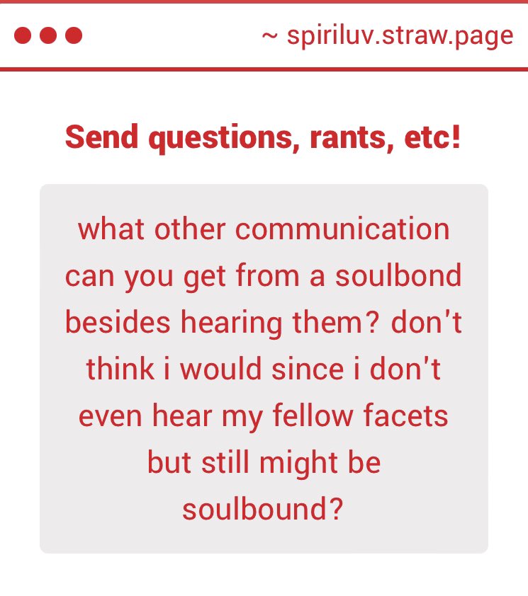 spiriluv's tweet photo. #spiriluvgims 🧁

Hi! No worries, internal communication isn’t. a prerequisite to being soulbound or anything like that. I’ll link my thread below of more possible communication methods. https://t.co/Kx882Tlg1q