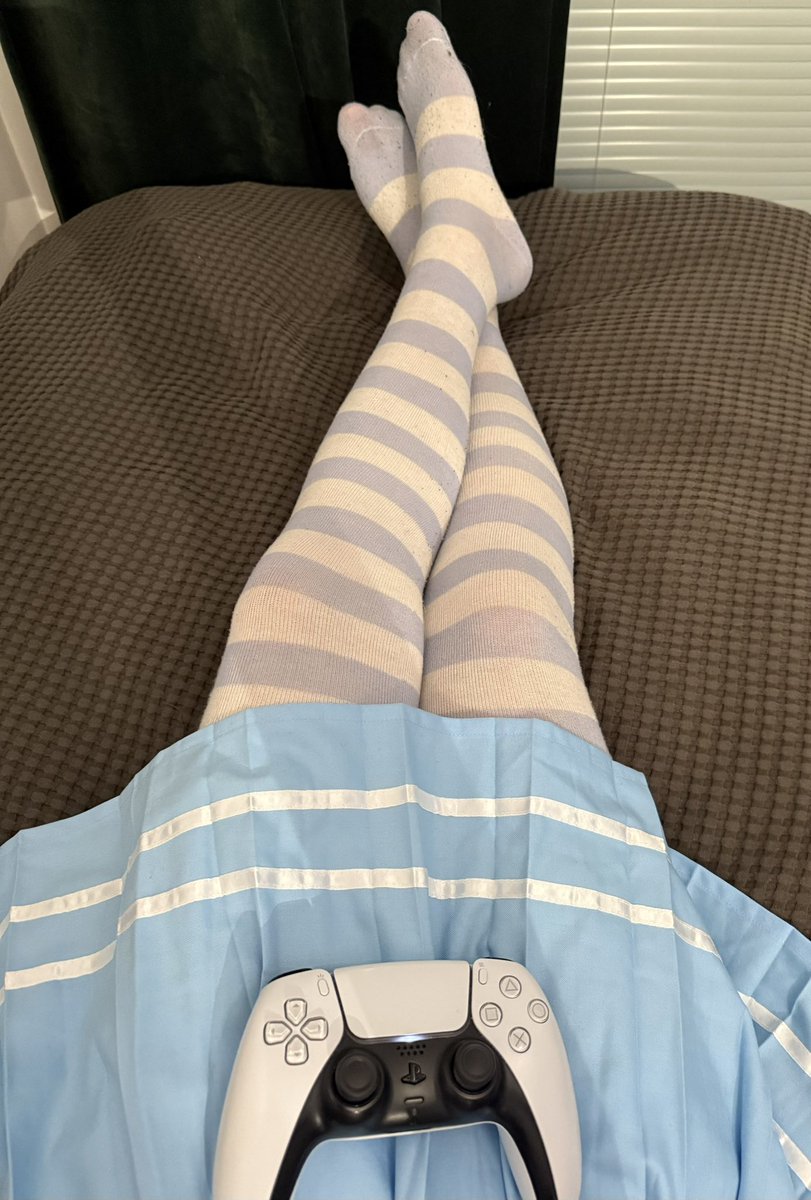 Happy femboy Friday! I’m just gaming today :3 #femboy #femboyfriday #skirt #thighhighs
