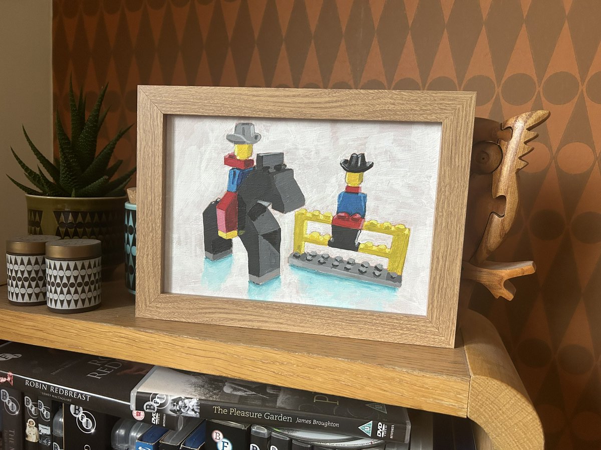 This is my lowest priced Lego painting because the cowboys don’t have any faces and it’s as creepy AF. It also might be my favourite one. It still comes in a frame though. 

darrenhaymanart.com