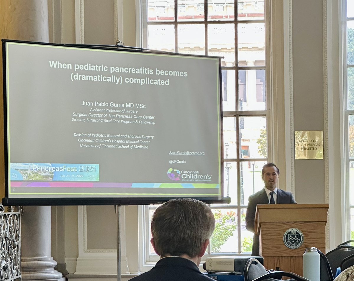 Michelle Saad, MD, MS, CPT (@michellesaadmd) on Twitter photo 💡<a href="/cincykidspcc/">Cincinnati Children's Pancreas Care Center</a>’s surgical director <a href="/JPGurria/">Juan Pablo Gurría</a> presenting at #PancreasFest2025 on complicated course of #genetic #pancreatitis requiring #TPAIT #surgical considerations 🧬✂️
#pancreas #surgery 💡<a href="/cincykidspcc/">Cincinnati Children's Pancreas Care Center</a>’s surgical director <a href="/JPGurria/">Juan Pablo Gurría</a> presenting at #PancreasFest2025 on complicated course of #genetic #pancreatitis requiring #TPAIT #surgical considerations 🧬✂️
#pancreas #surgery