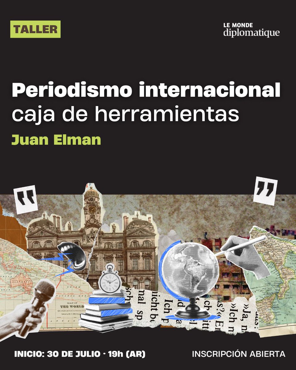 ElDiploConoSur's tweet image. #CURSOS | ¿Qué hay en agosto en el Dipló?

1. Periodismo internacional. Caja de herramientas
Juan Elman aborda reporteo, análisis, escritura y formatos audiovisuales para explorar el presente global. Con acompañamiento y devoluciones personalizadas.
📅 Inicia: 30 de julio - 19h…
