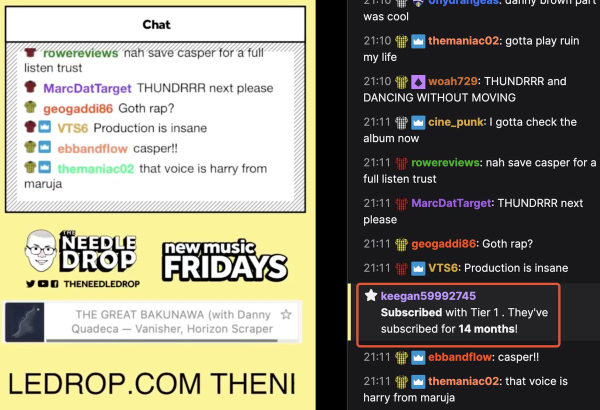 clairosunset's tweet image. twitter user @Keegan59992745 spotted subscribing to Anthony Fantano on Twitch?!