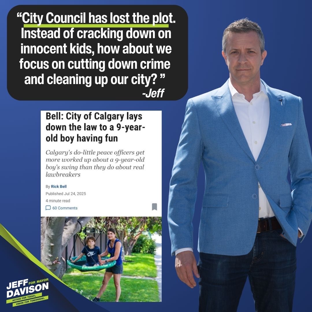 JeffDavisonYYC's tweet image. Our frontlines are stretched thin on dealing with crime & safety, yet we are delegating bylaw to come after swings and basketball hoops on city-owned land.
Check out @rickbell’s story in the @calgaryherald.
It’s time to turn this around.
-Jeff
#yyc #yyccc #election2025