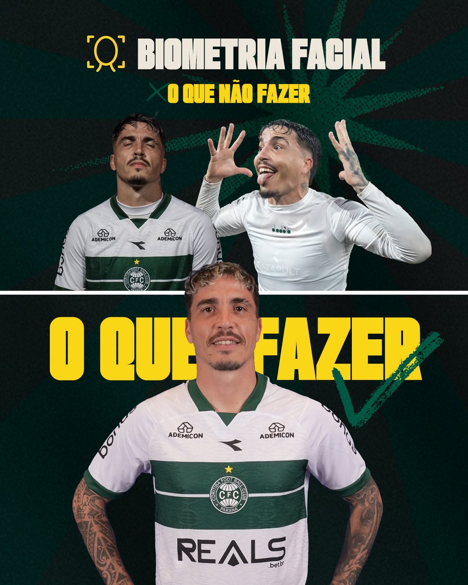 Coritiba's tweet image. 🤳 Assim fica fácil de entender o que pode e o que não pode fazer na hora de cadastrar a biometria facial, né?
Lembrando que agora ela é obrigatória no Couto Pereira. garantindo muito mais segurança e agilidade no seu acesso. Cadastre a sua no Coxa ID e aproveite para fazer seu…