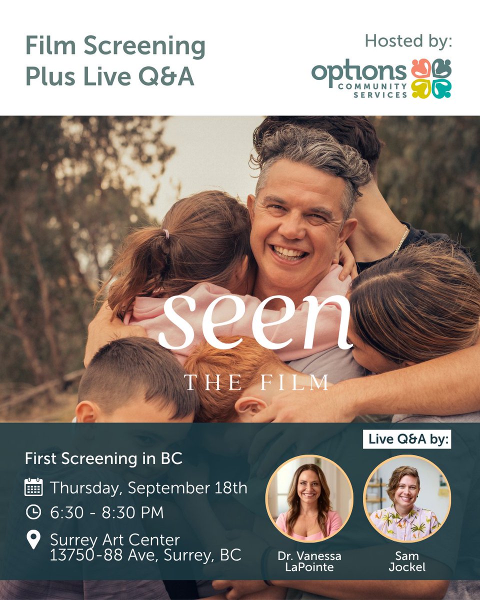 We’re thrilled that the powerful documentary SEEN is coming to Surrey this September! 
SEEN is a groundbreaking documentary exploring the transformative power of personal healing for parents &amp; its impact on child brain development
Tickets are FREE!
tickets.surrey.ca/TheatreManager…