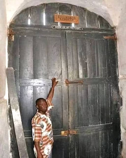 This is "The Door Of No Return", Cape Coast, Ghana 

It was built by the Dutch as the last exit for the enslaved Africans; it was their last glimpse of Africa before being shipped overseas.

The name was changed from "DOOR OF NO RETURN" to "DOOR OF RETURN" to signify the return