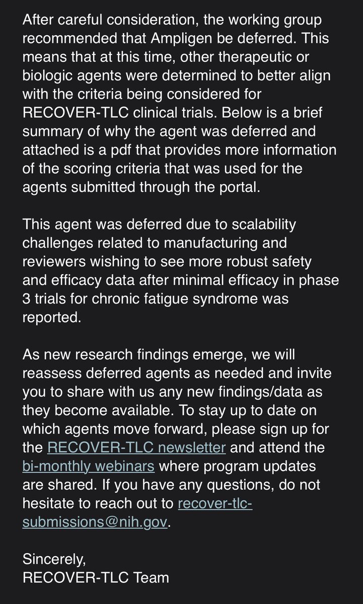 dog178234's tweet image. I received a reply from Recover-TLC regarding Ampligen 📩 🧬