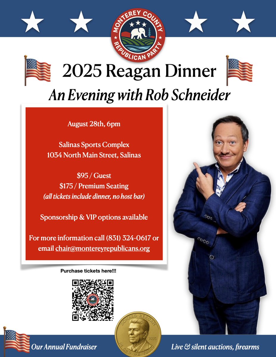 MCGOP_CA's tweet image. Just an FYI - tickets are selling fast! 380+ patriots in one room - it&apos;s going to be an amazing gathering on the Central Coast. Chair @DavidDr34643165 and @JeffGormanMRY are doing great work! VIP packages available for an exclusive meet &amp;amp; greet.