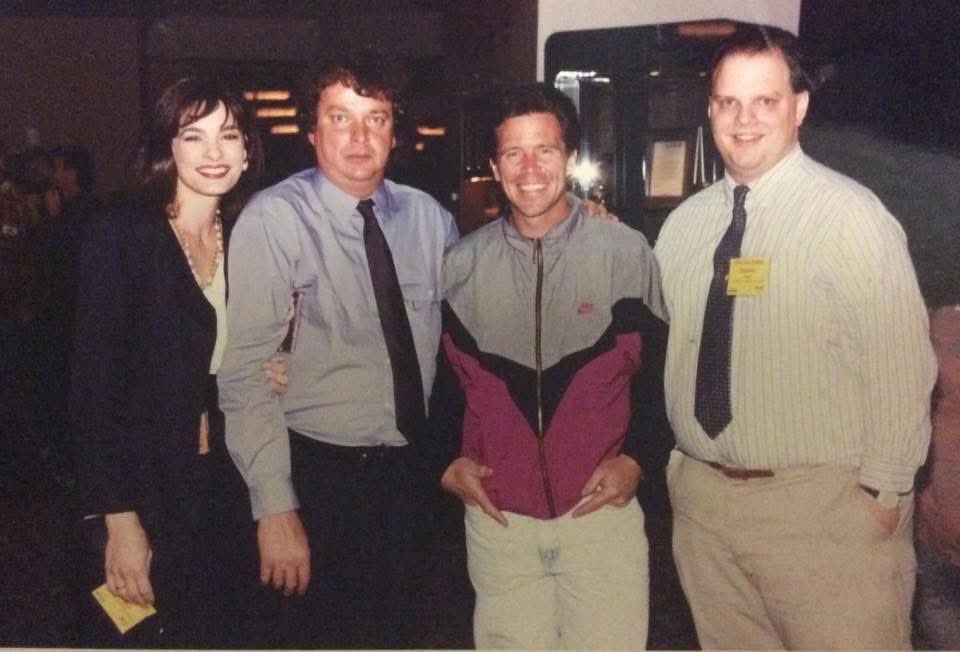 BetweenDaCleats's tweet image. Here are pictures with me and Kim Boyce and with Grant Goodeve and Jim Channell at Gospel Music Association week in Nashville taken in 1993.