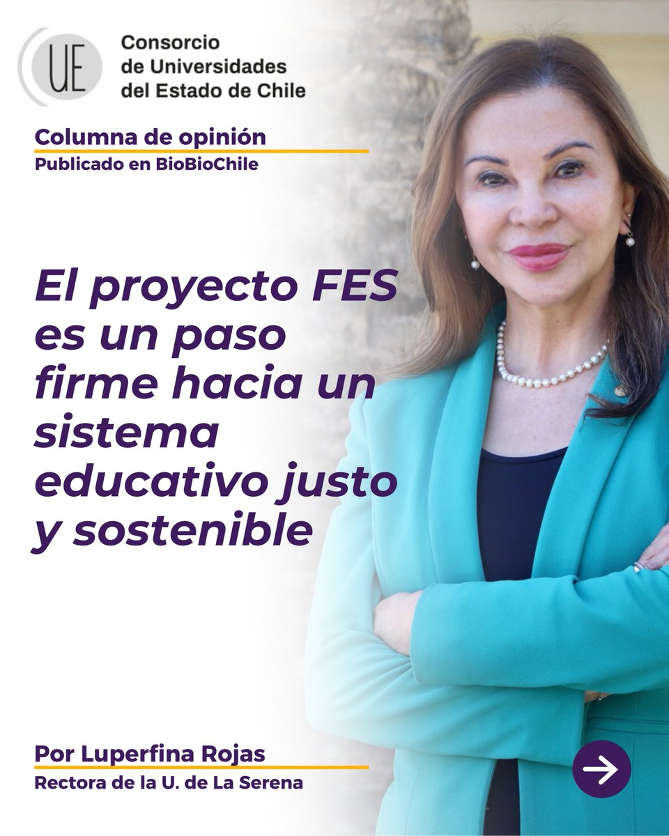 Consorcio de Universidades del Estado de Chile (@uestatales) on Twitter photo 🎓 Luperfina Rojas, rectora de la <a href="/userena/">U. de La Serena</a>, plantea en su columna que el proyecto FES es una oportunidad para avanzar hacia un sistema de financiamiento más justo, sostenible y favorable para las #Uestatales regionales.
Léela en ➡️ buff.ly/dVhvCu8 🎓 Luperfina Rojas, rectora de la <a href="/userena/">U. de La Serena</a>, plantea en su columna que el proyecto FES es una oportunidad para avanzar hacia un sistema de financiamiento más justo, sostenible y favorable para las #Uestatales regionales.
Léela en ➡️ buff.ly/dVhvCu8
