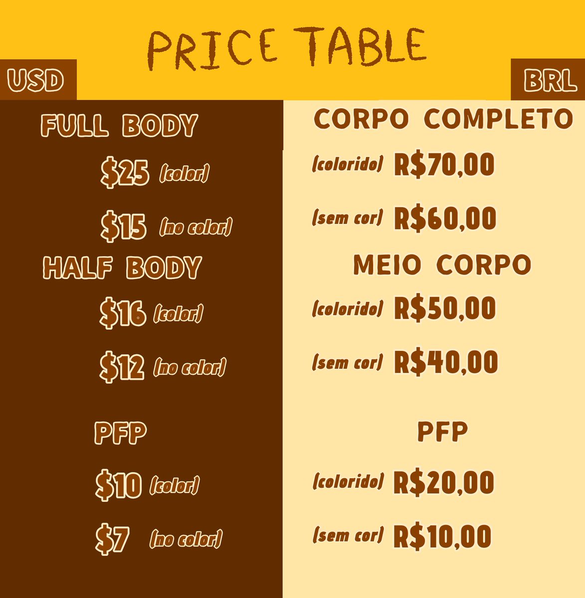 autumnnieartz's tweet image. reopening comms with new prices for brazillian costumers! (i only use paypal and pix services for payment!)