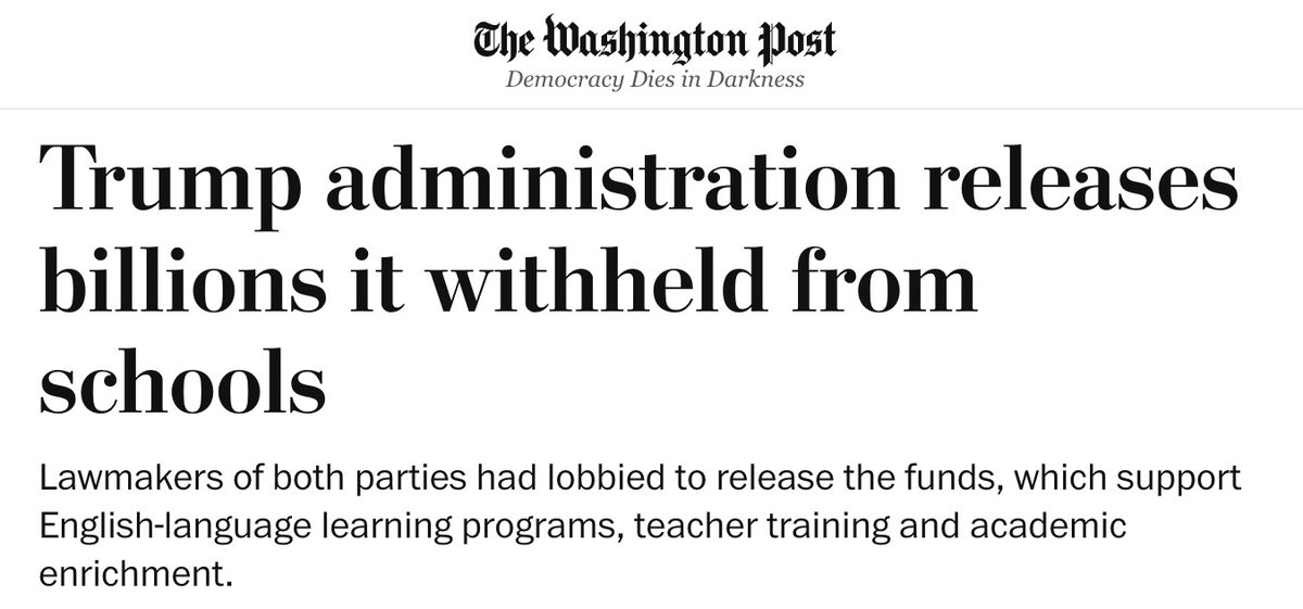 Need more proof the pressure is working? 

washingtonpost.com/education/2025…