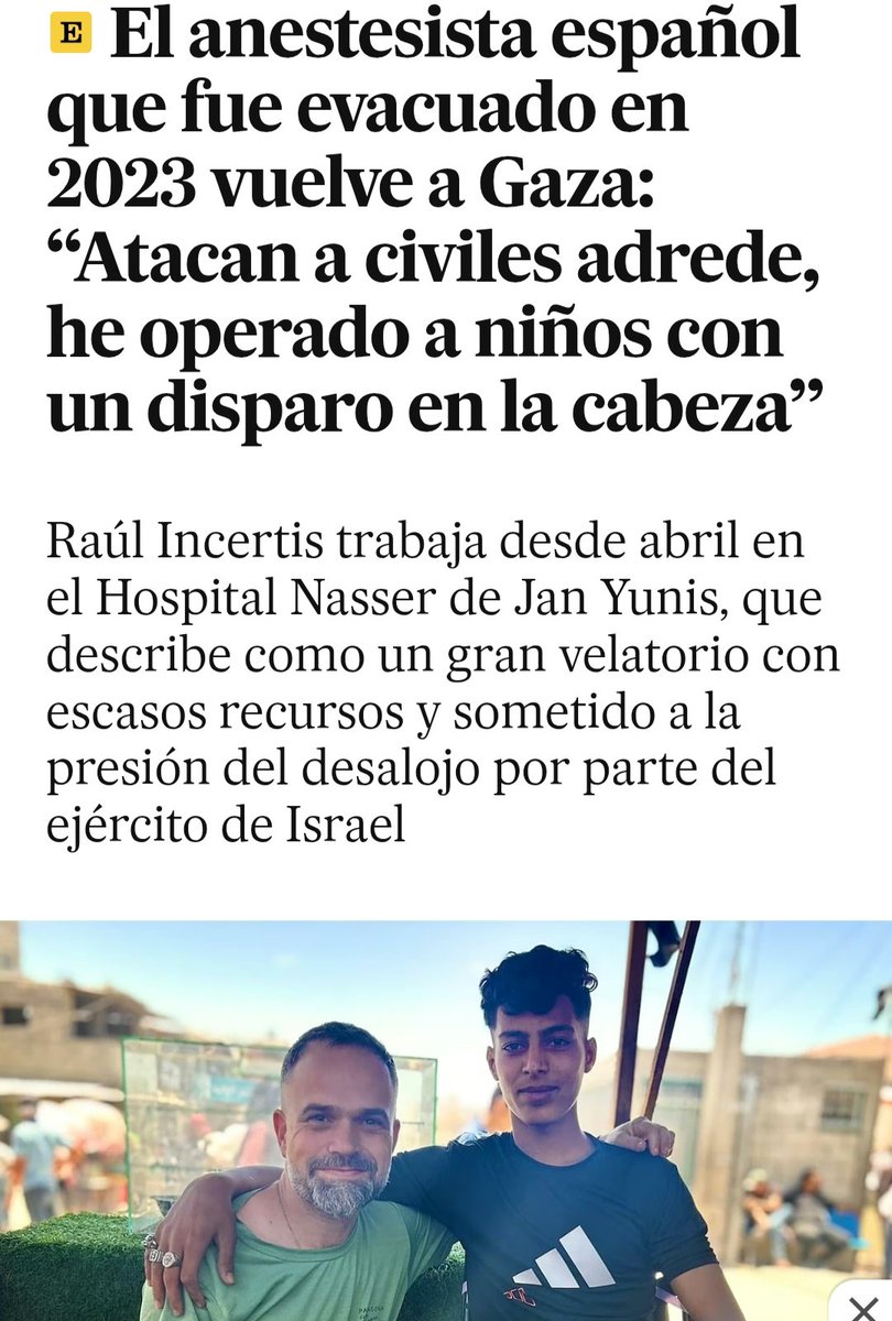 Me ha llegado por WhatsApp este escrito.
Al parecer el autor del mismo es el anestesista español, Raúl Incertis.
Raúl, que trabajo en el hospital Nasser de Jan Yunis, situado a solamente 25 kilómetros de la ciudad de Gaza, es simplemente un #héroe. 
Un gran #héroe en medio de un