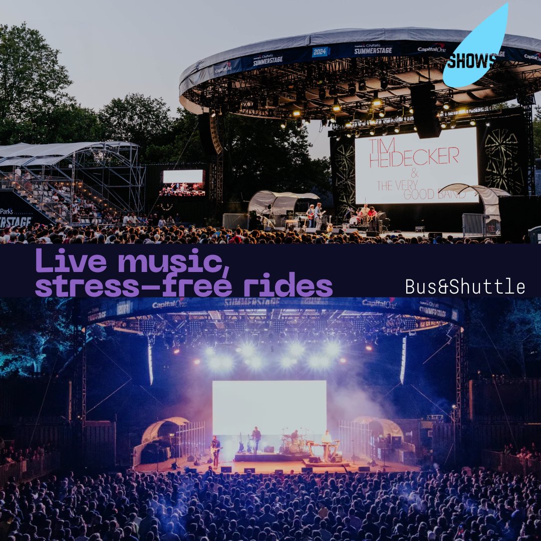 Join the iconic SummerStage Festival, featuring over 70 free concerts and performances.

Book your ride through our website and make the most of your SummerStage evenings. 
#SummerStage #NYC #CentralParkConcerts #LiveMusicNYC #NYCEvents #ConcertShuttle #BusAndShuttle