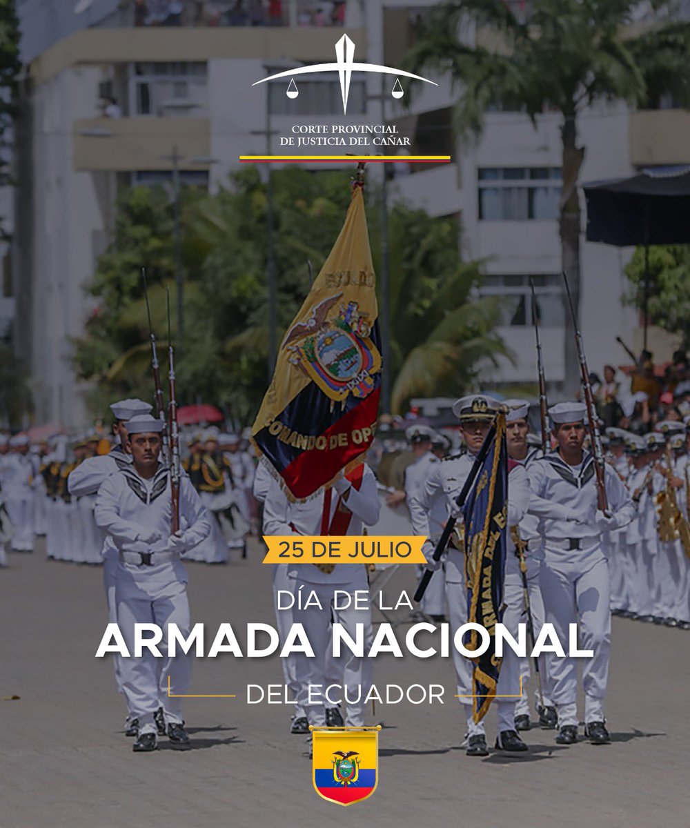 #DíaDeLaArmadaEcuatoriana
La <a href="/CorteCanar/">Corte Provincial de Justicia de Cañar</a> saluda a la <a href="/armada_ecuador/">Armada del Ecuador</a> por conmemorar su creación y servicio al país.