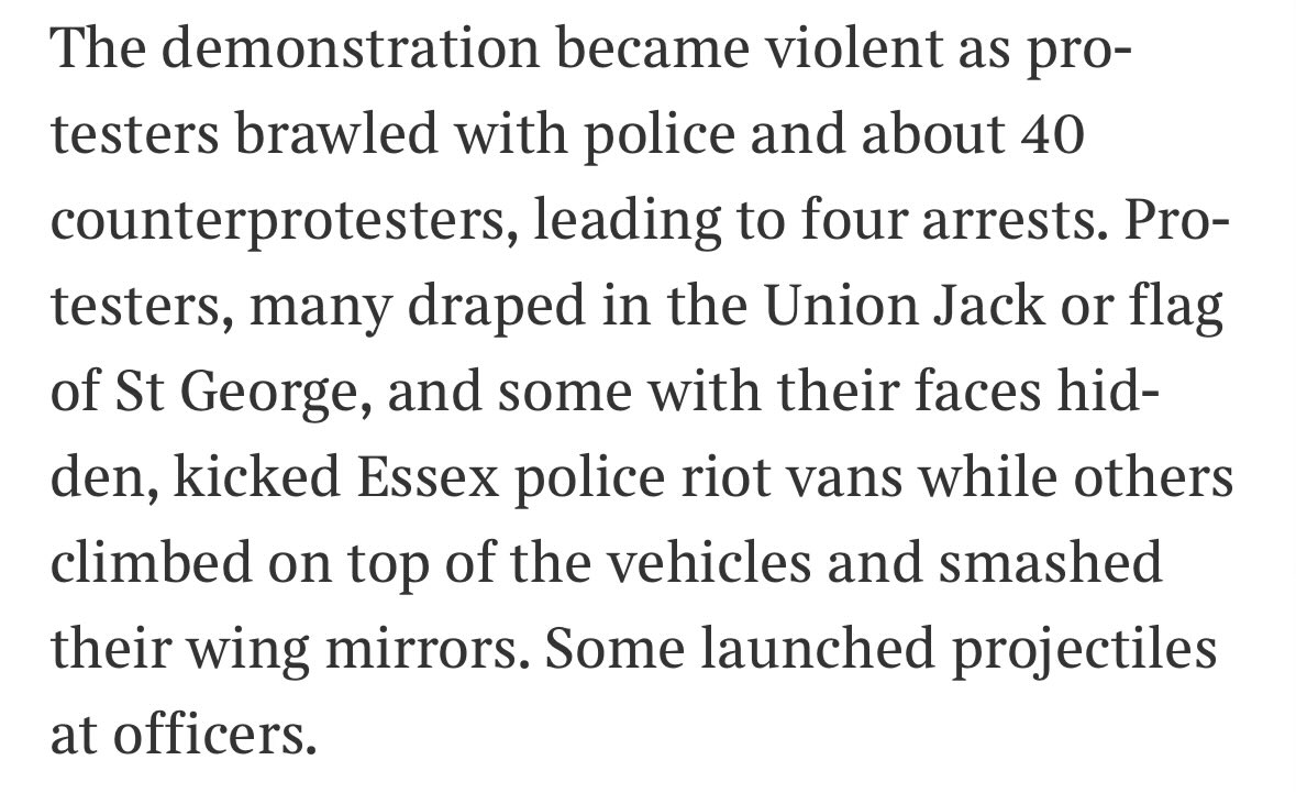 DanielGaleHP's tweet image. This is how The Times describes protests where police drive a van into a protestor, knock out a man’s teeth, and escort in masked-up far-left thugs.
It’s clear the lying media have picked a side. And it’s not ours.