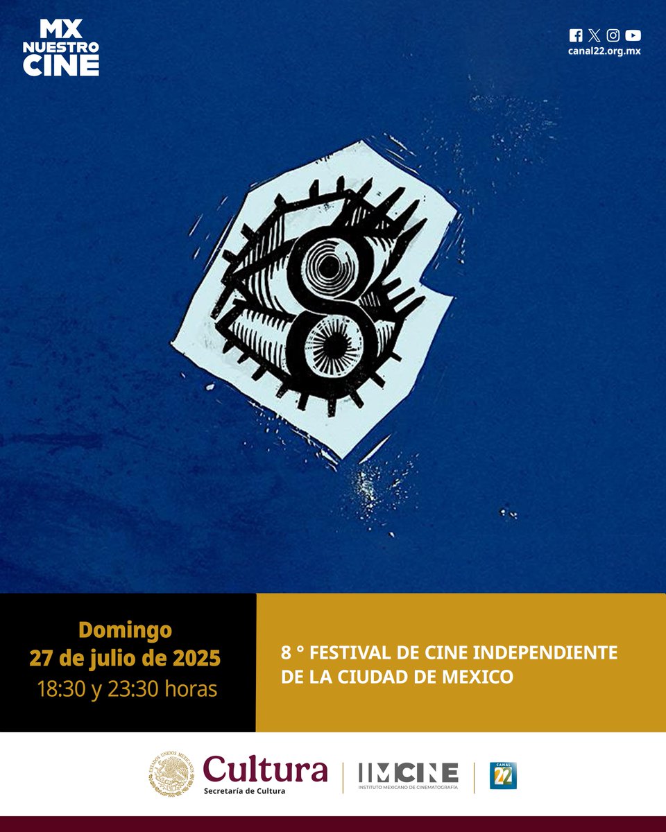 📡Llega a #MxNuestroCine el 8° Festival de Cine Independiente de la Ciudad de México, un espacio de carácter internacional que busca promover, difundir y estimular la cultura cinematográfica.

¡Quédate en la señal 22.2 y disfruta de lo mejor del cine! 

⏰Hoy, 18:30 h y 23:30 h
