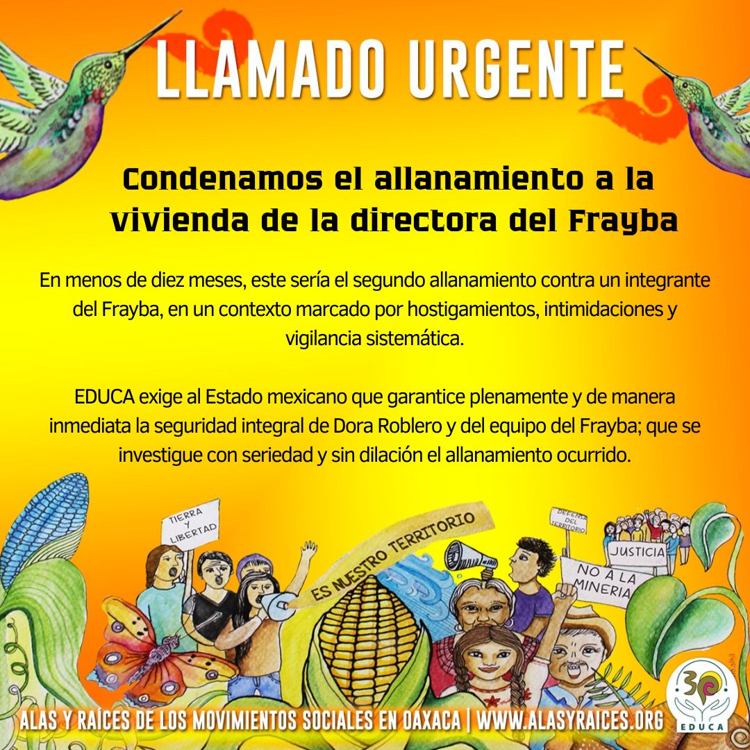 laminuta's tweet image. #Alerta El Centro de Derechos Humanos Fray Bartolomé de las Casas (@CdhFrayba) denunció que el domicilio de su directora, Dora Lilia Roblero García, ubicado en San Cristóbal de Las Casas, fue allanado en la noche del pasado martes.
educaoaxaca.org/el-centro-de-d…
