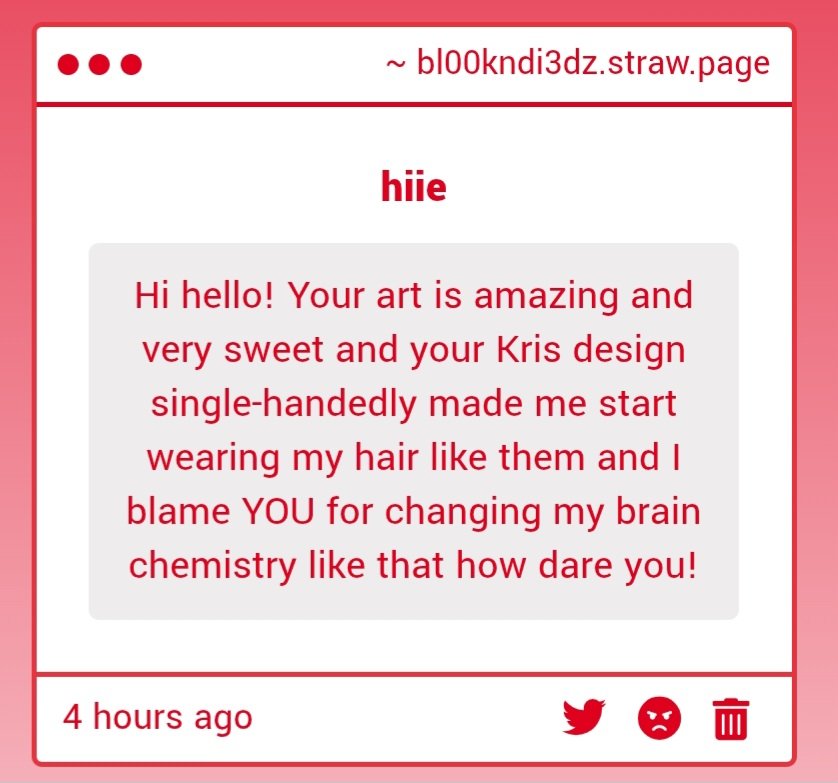 blookndied's tweet image. Hi, thank you! Also, i suppose you're welcome as well. That's very nice to hear ^_^